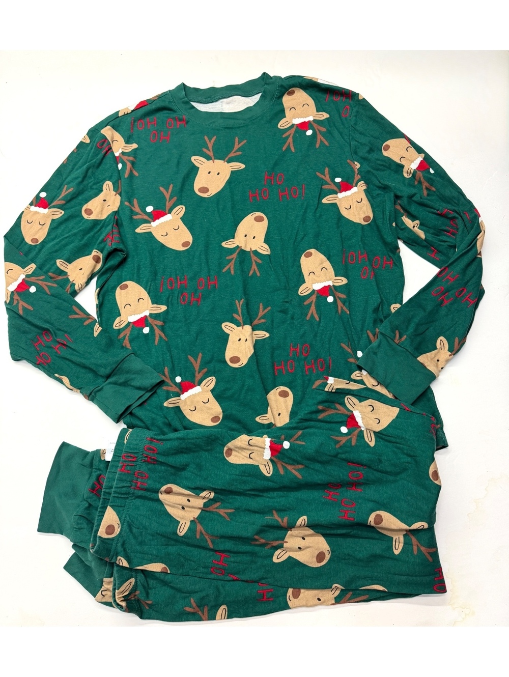 Carter’s Adult Reindeer 100% Cotton Snug Fit 2-Piece Pajamas Green Christmas